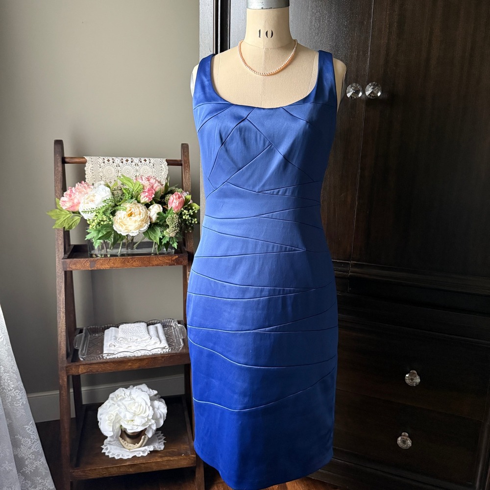 Laura‎ Petites Royal Blue Sheath Dress Sleeveless Wedding Guest Cocktail 12P